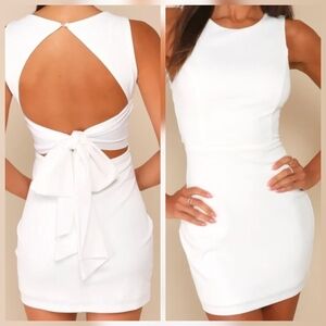 Lulus Confident Cutie White Tie Back Sleeveless Mini Dress, Size Medium